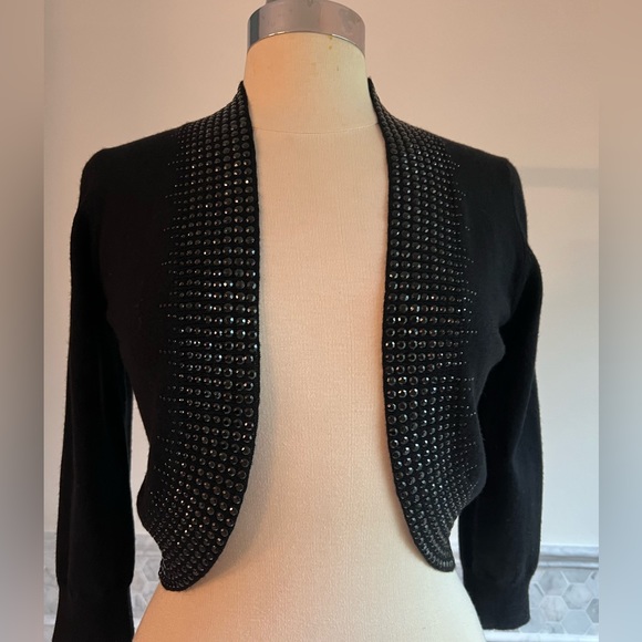 Antonio Melani Fine Merino Wool Black Bolero Cardigan S - Picture 3 of 7